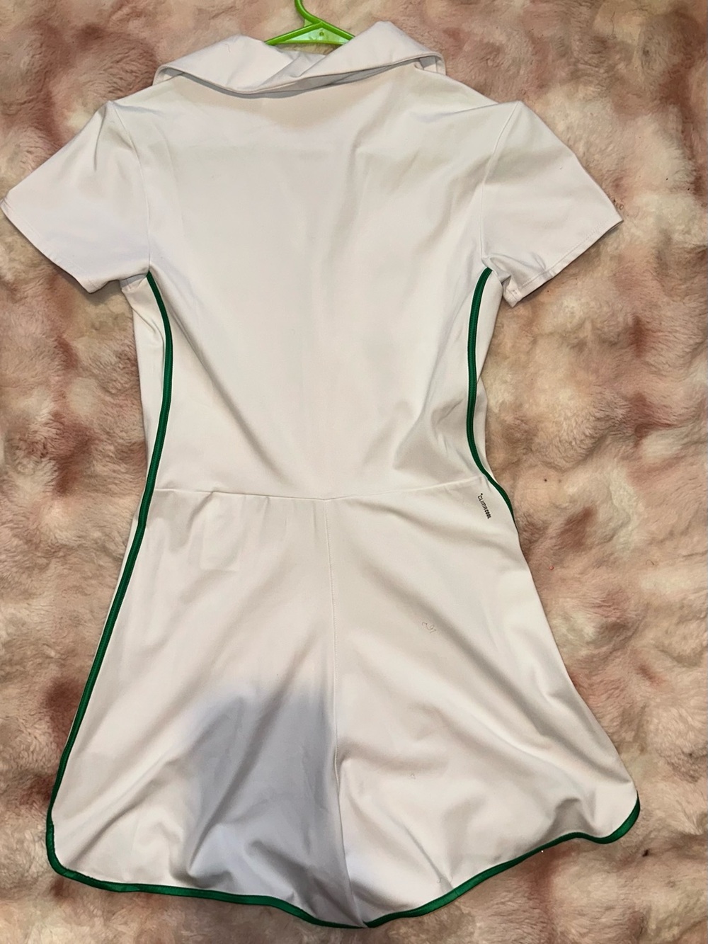 adidas White Short-Sleeve One-Piece Romper with Green Trim - Picture 4 of 4